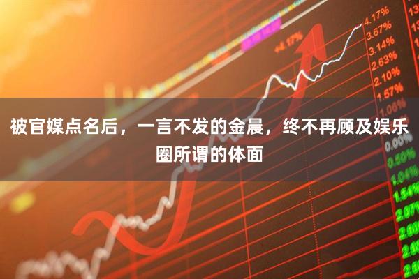 被官媒点名后，一言不发的金晨，终不再顾及娱乐圈所谓的体面